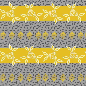 grey and yellow folk stripe pattern