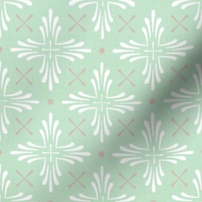 boho cross on mint green