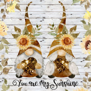 You Are My Sunshine Golden Brown Gnomes 2 yards 54 x 72 inches