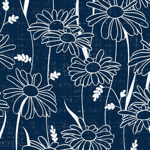 flowing daisies - navy