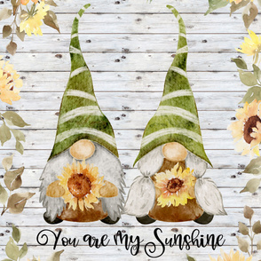 You Are My Sunshine Green Gnomes 2 yards 54 x 72 inches
