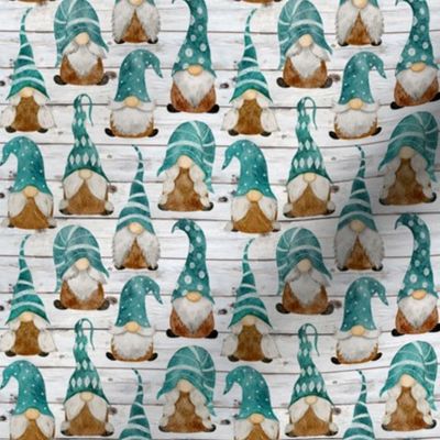 Teal Gnomes on Shiplap - extra small scale