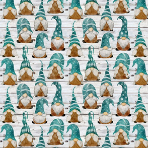 Teal Gnomes on Shiplap - small scale