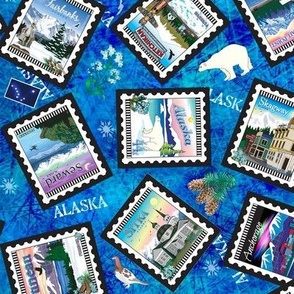 Alaska Tossed Postage Stamps