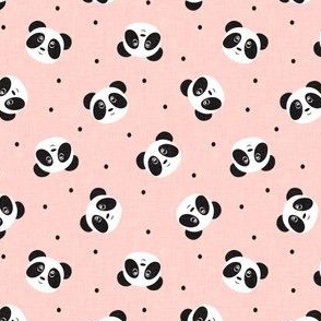 (small scale) pandas and polka dots - pink - LAD21