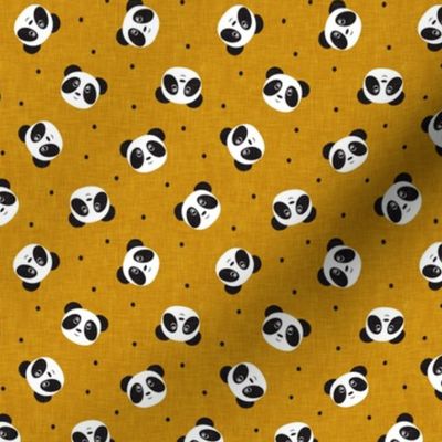 (small scale) pandas and polka dots - mustard - LAD21
