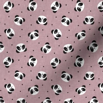 (small scale) pandas and polka dots - mauve - LAD21