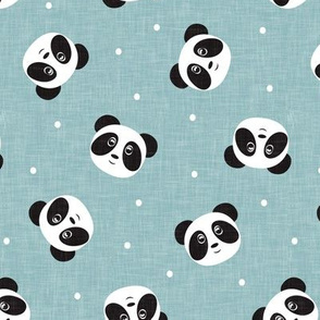 pandas and polka dots - dusty blue - LAD21