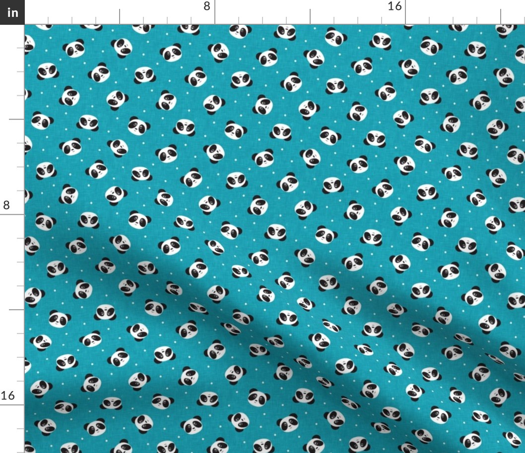 (small scale) pandas and polka dots - teal - LAD21
