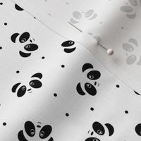 (small scale) pandas and polka dots - white - LAD21