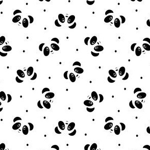 (small scale) pandas and polka dots - white - LAD21