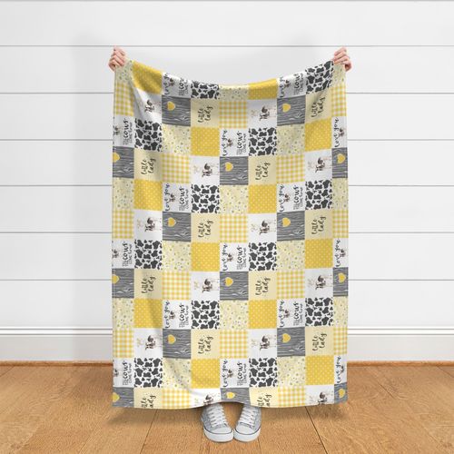 Farm//Little Lady//Yellow - Wholecloth Cheater Quilt - Rotated