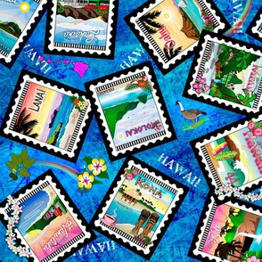 Hawaii Tossed Postage Stamps