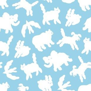 Happy cloud animals pattern, small scale