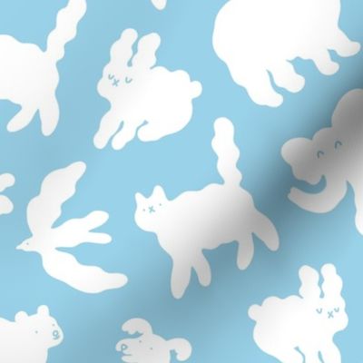 Happy cloud animals pattern, medium scale