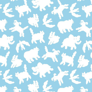 Happy cloud animals pattern, medium scale