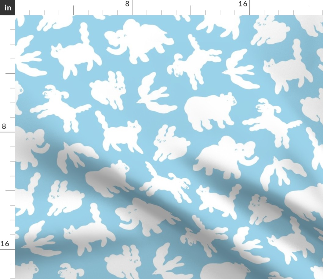 Happy cloud animals pattern, medium scale