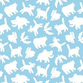 Happy cloud animals pattern, micro scale