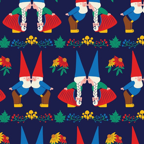 Kissing Gnomes (Navy) - Large Scale