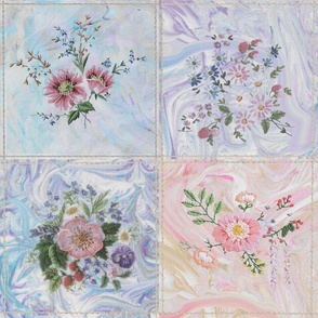 watercolor floral quilt squares