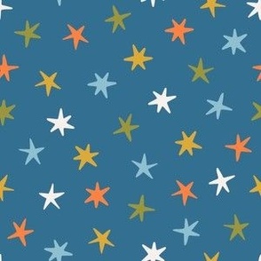 Colored stars on the blue background