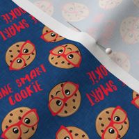 One Smart Cookie - cute cookie - back to school - blue and red - LAD21
