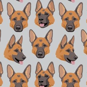 German Shepherd Faces - Large - Gray