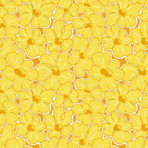 Yellow flowers on orange