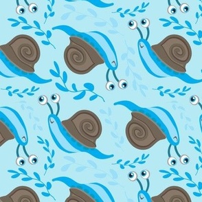 Snails in Blue with Gray Shells