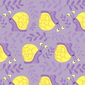 Snails in Purple with Yellow Shells