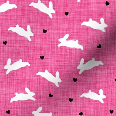neon pink linen heart bunnies