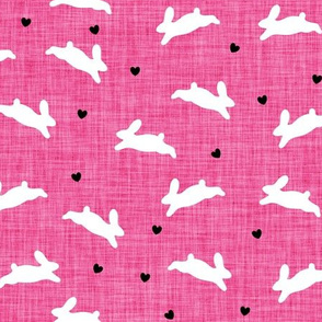 neon pink linen heart bunnies