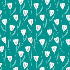Small Tulips Teal (Bold)