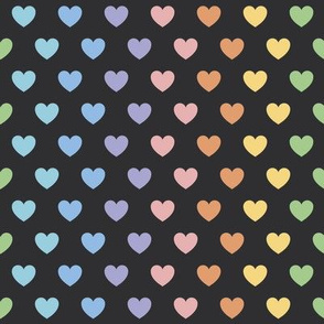 Rainbow Hearts | Pastel on Black
