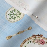 sewing combined blue linen