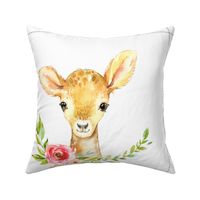 18” Deer Floral Nature Trails Pillow Front with dotted cutting lines