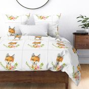 18” Fox Floral Nature Trails Pillow Front with dotted cutting lines