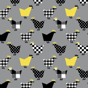 Pattern fill chickens- Yellow & Gray
