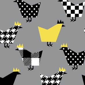 Pattern fill chickens- Yellow & Gray- larger scale