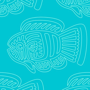 Continuous Line Fish Turquoise large