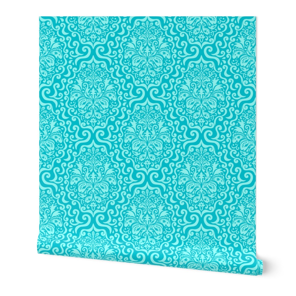 Fish Damask Turquoise medium