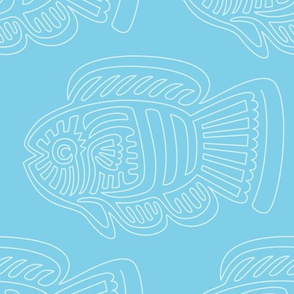 Continuous Line Fish Sky Blue large