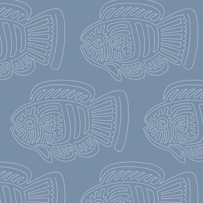 Continuous Line Fish Denim medium