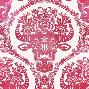 Large // Chinese paper cut ox design 