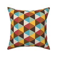 Retro 70s geometrics multicolor hexagons