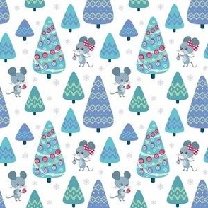 Small  Little Winter Wonderland Mice and Trees