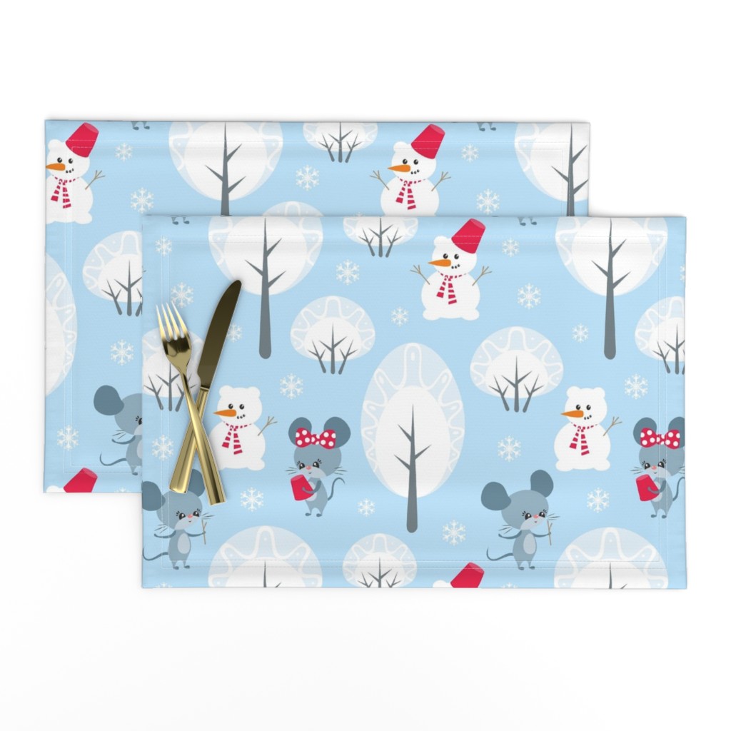 Large LIttle Winter Wonderland Silly Mice Snowmen and Trees