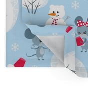 Large LIttle Winter Wonderland Silly Mice Snowmen and Trees