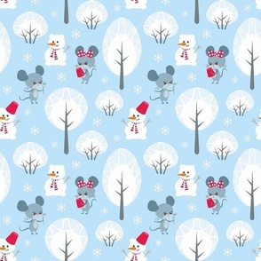 Medium Little Winter Wonderland Silly Mice Snowmen and Trees
