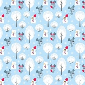 Small Little Winter Wonderland Silly Mice Snowmen and Trees